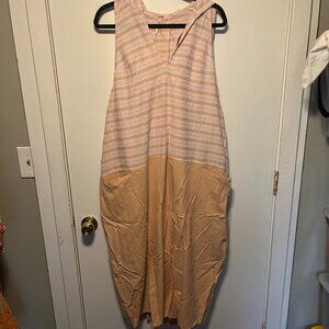 NWT Free People Neutrals Oversize Striped Hoodie Dress Beige/Neutral Women’s S